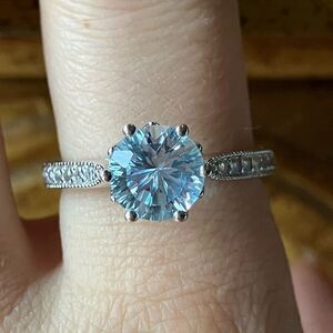Sky Blue Topaz White Topaz Sterling Silver Ring Size 8.75